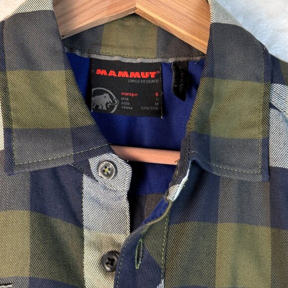 Mammut Men’s Plaid Button-Up Shirt Blue Green White Size S Flannel Hiker Wear - Picture 3 of 9